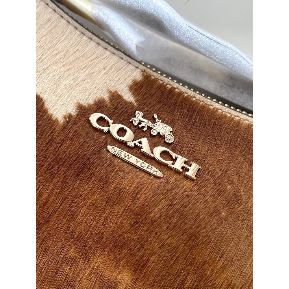 Coach Teri Cow Print Haircalf Shoulder Bag CDW45 Crossbody G - Picture 9 of 13